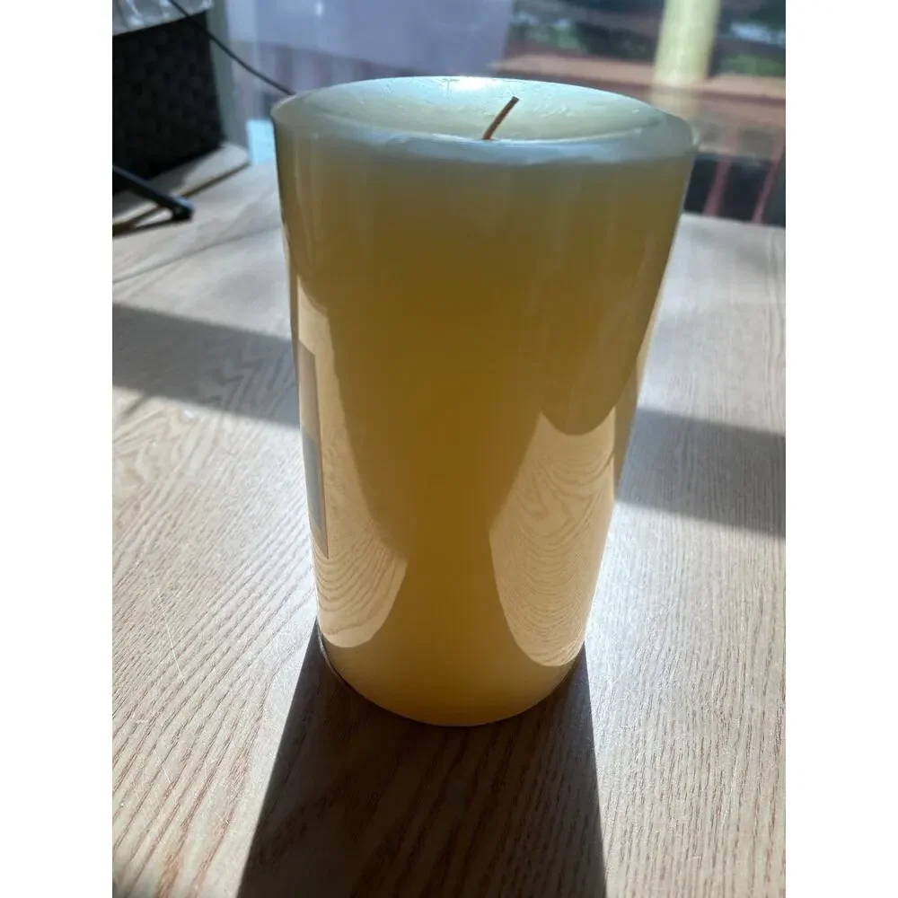 New Room Essentials Fragrance Free Pillar Candle Cream size 7